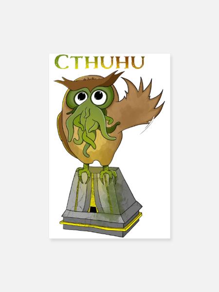 Kreative Cthulhu Illustration Cthuhu - Poster 20x30 cm - Weiß - Vorne