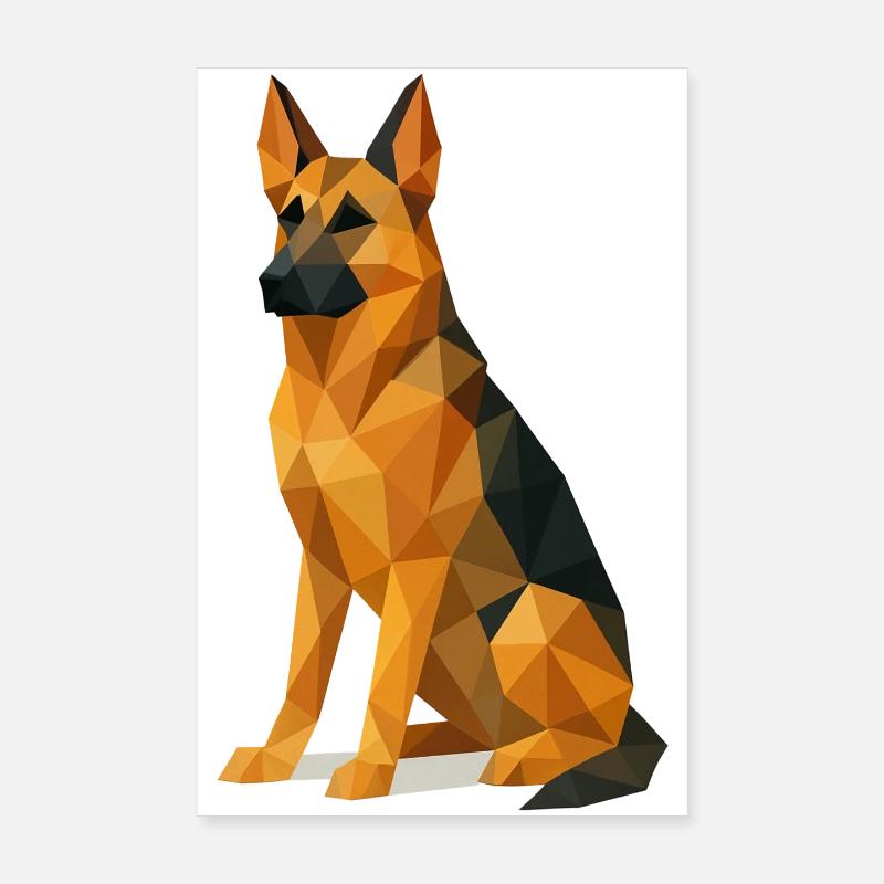 Deutscher Schäferhund in Low Poly Poster 20x30 cm