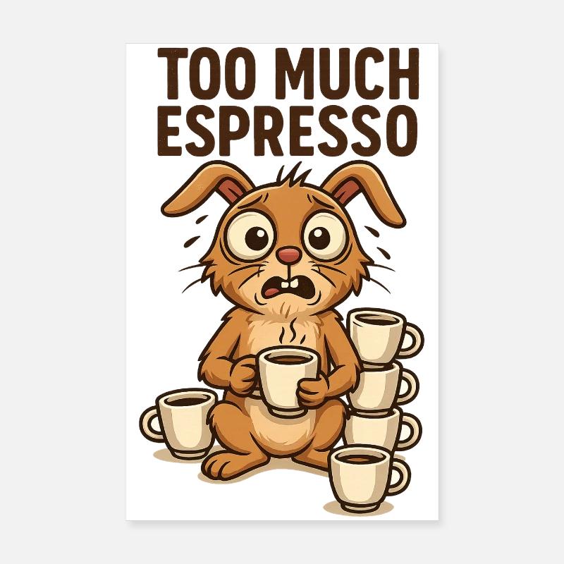 Trop d’espresso Bunny Animals Design Breakfast Poster 20 x 30 cm