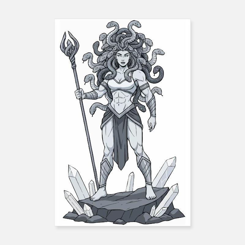 Guerrier Méduse à tête de serpent Poster 20 x 30 cm