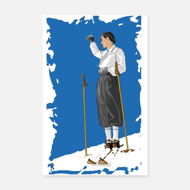 La mode du ski à l’ancienne Poster 20 x 30 cm