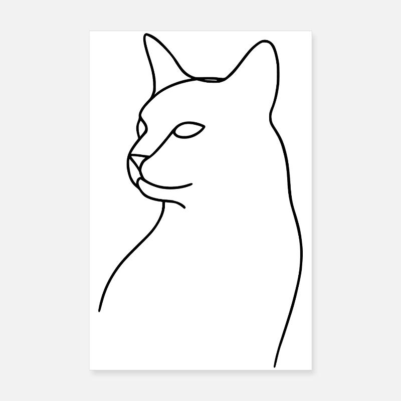 Dessin au trait Chat Poster 20 x 30 cm