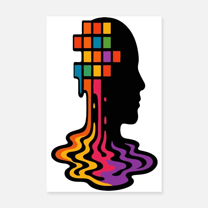 Regenbogen Pixel Schmelz Porträt Poster 20x30 cm