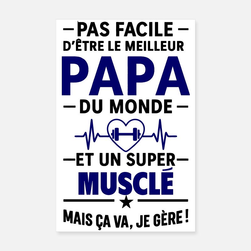 Herz + Krafttraining – Muskulärer Super-Papa Poster 20x30 cm