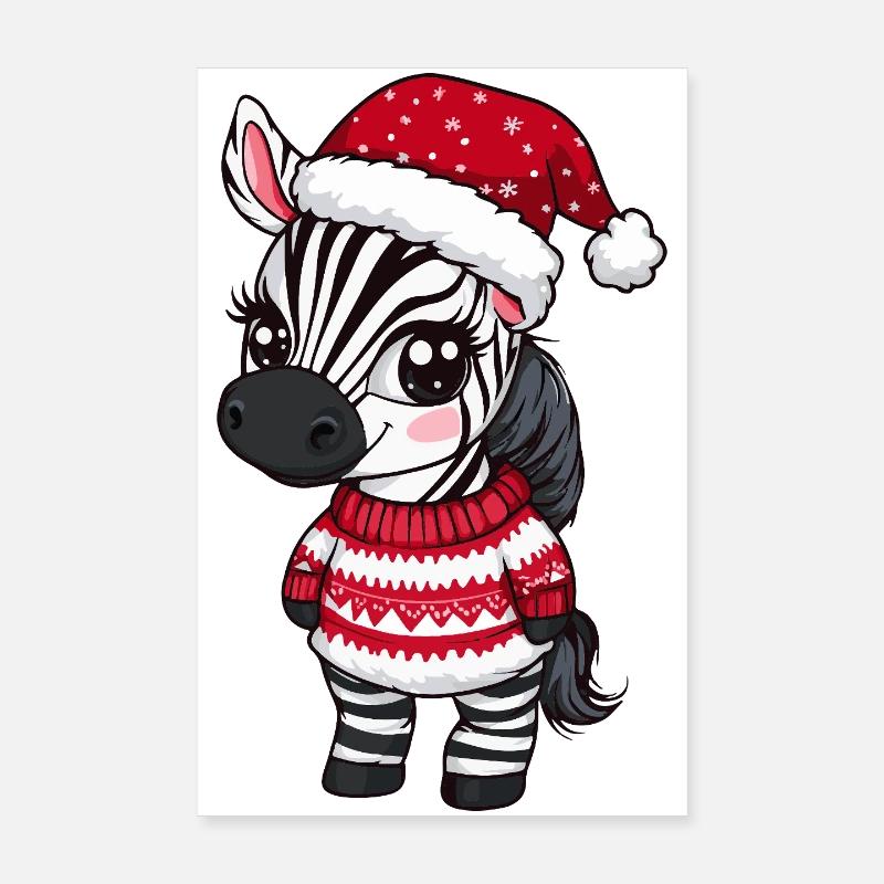 Noël zèbre Noël Poster 20 x 30 cm