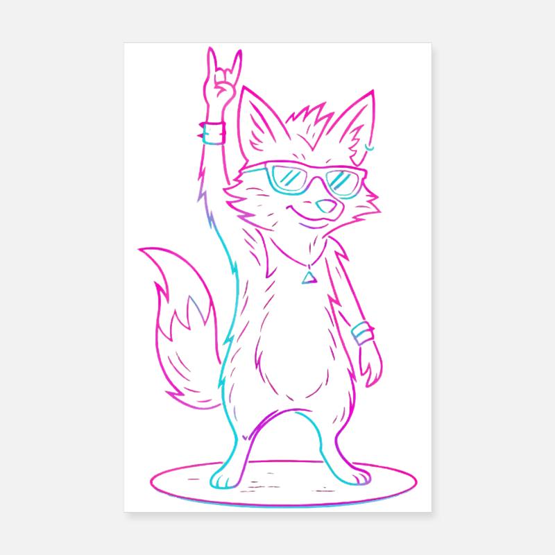 Rocking Fox With Sunglasses Cool Poster 8" x 12" (20x30 cm)