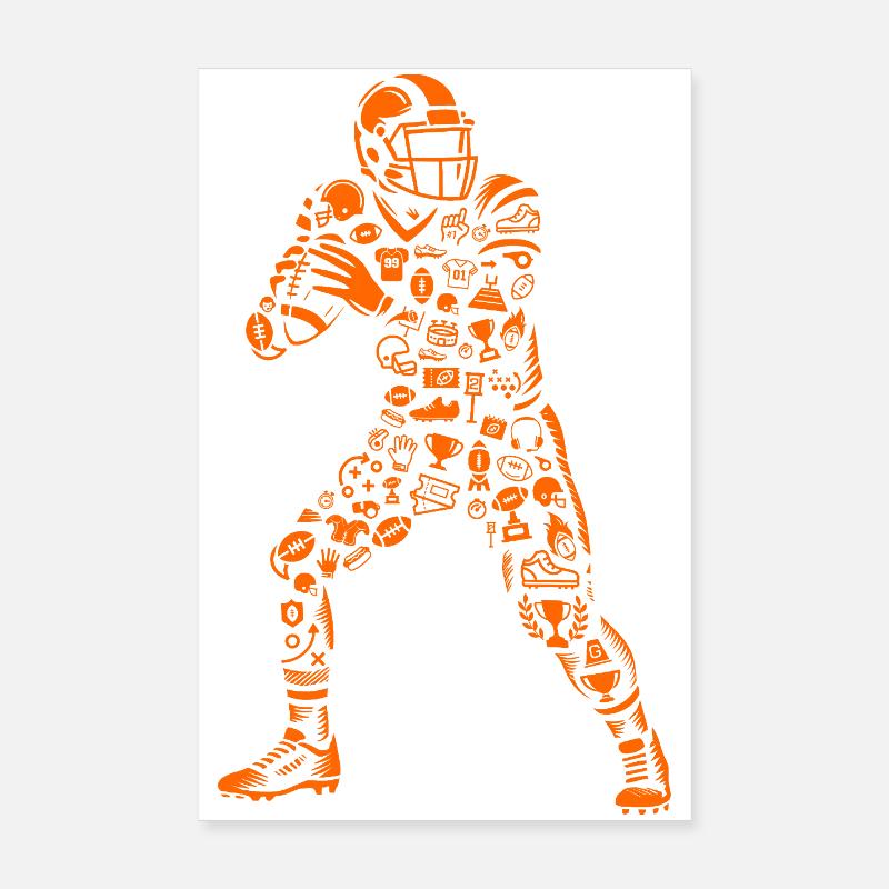 Football Quarterback Icon Pattern Design Poster 8" x 12" (20x30 cm)