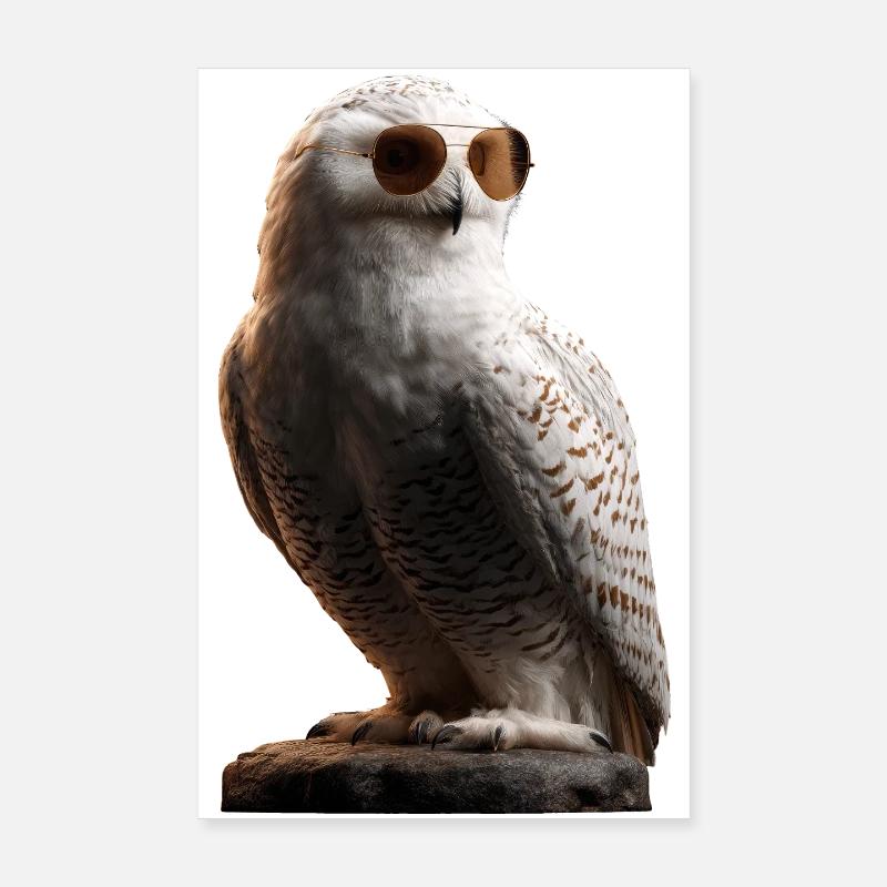 Schneeeule Weiße Eule Kauz Uhu Owl Schnee Eulen Poster 20x30 cm