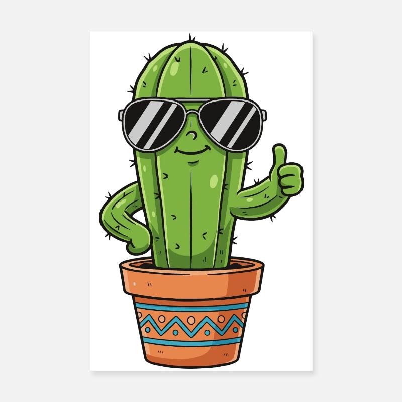 Cactus avec lunettes de soleil Poster 20 x 30 cm