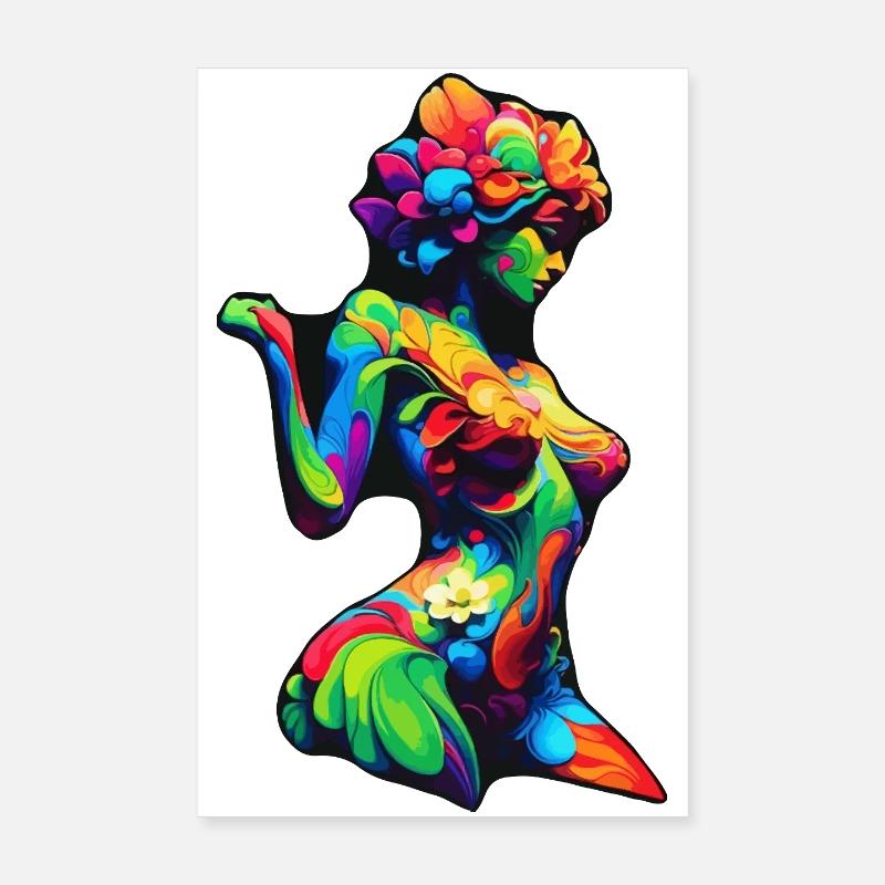 Colorful Flora Silhouette Poster 8" x 12" (20x30 cm)
