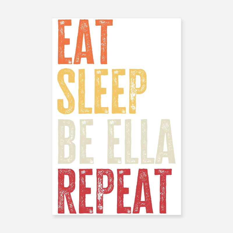 Mange Dors Be Ella Répète Nom rétro Poster 20 x 30 cm