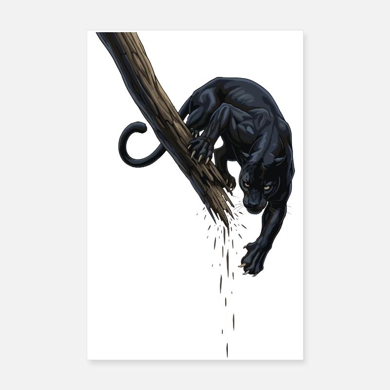 Night panther on the branch Poster 8" x 12" (20x30 cm)