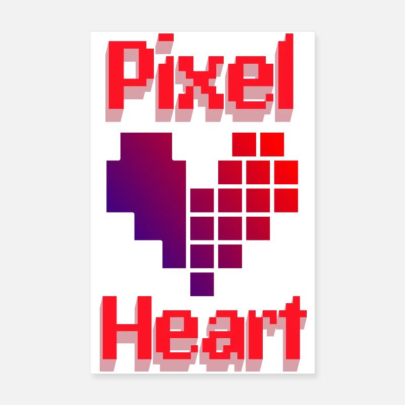 Pixel Retro Love Heart Gradient Poster 20x30 cm
