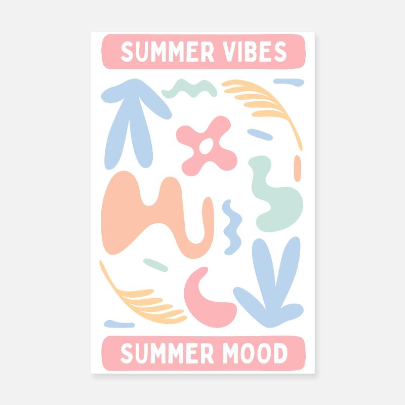 Pastel Abstract Summer Vibes - Poster 20x30 cm - Weiß