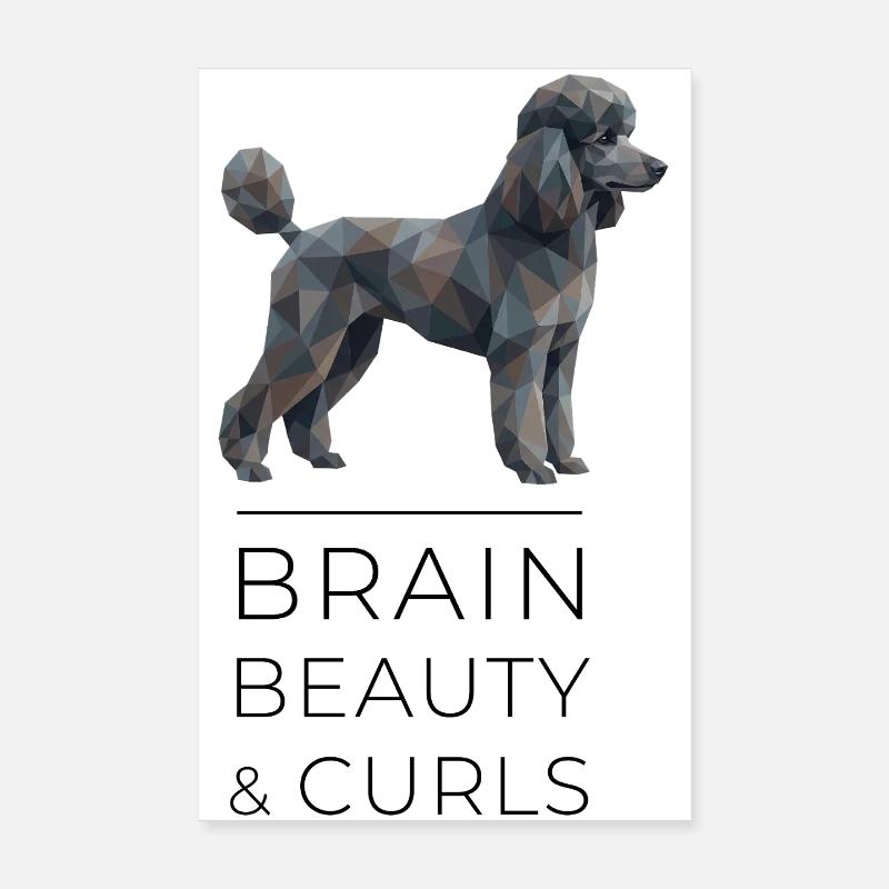 Art Low-Poly Caniche - Cerveau, beauté et boucles Poster 20 x 30 cm