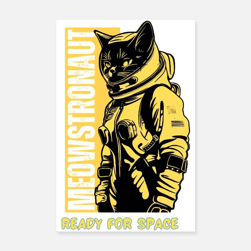 Chat astronaute prêt pour l'espace - Poster 20 x 30 cm - blanc