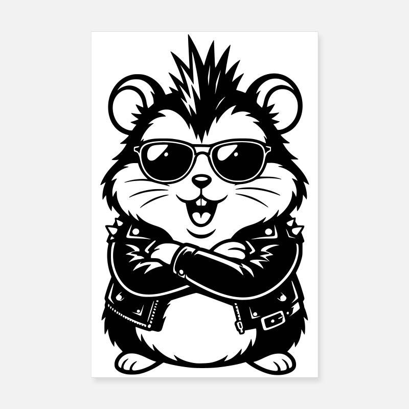 Punk hamster with sunglasses Poster 8" x 12" (20x30 cm)