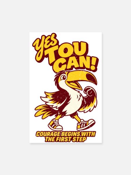 Yes You Can – Mutiger Tukan  - Poster 20x30 cm - Weiß - Vorne