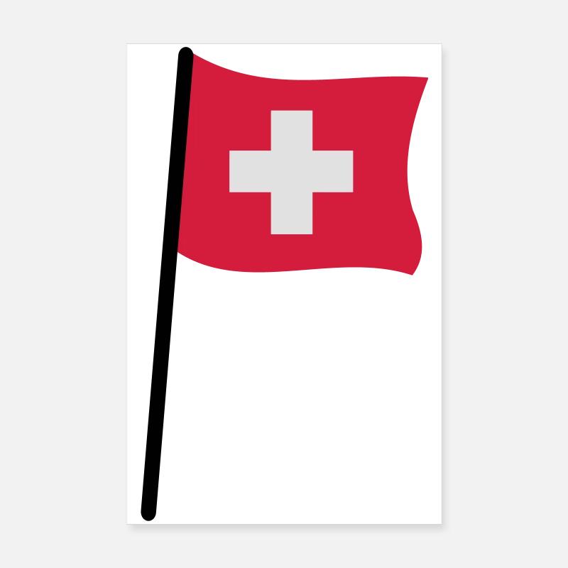 Schweizer Flagge - Poster 20x30 cm - Weiß