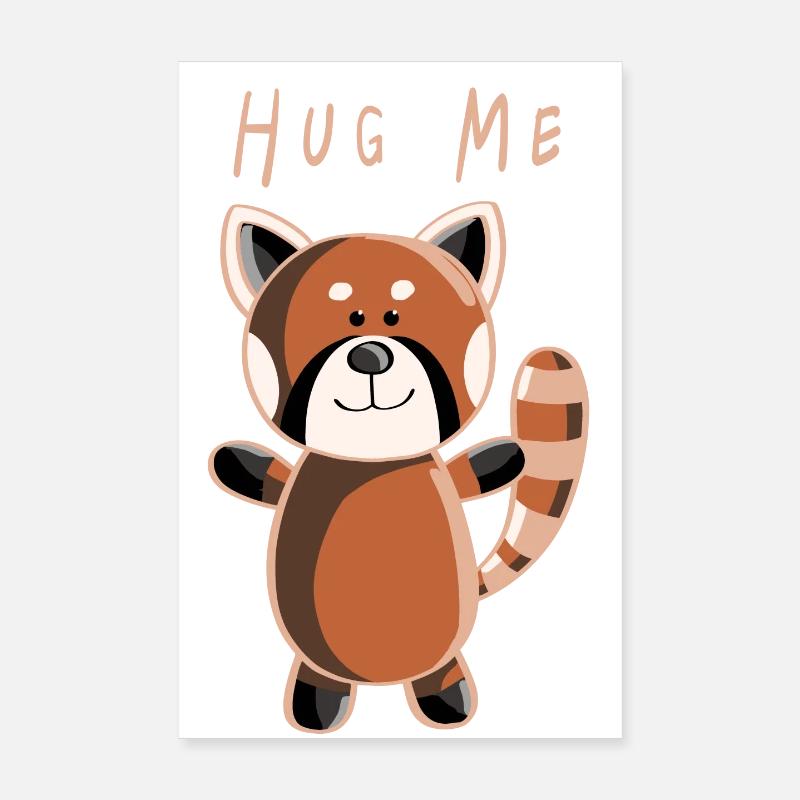 Hug Me Roter Panda - Pandas - Tier - Tiere - Poster 20x30 cm - Weiß