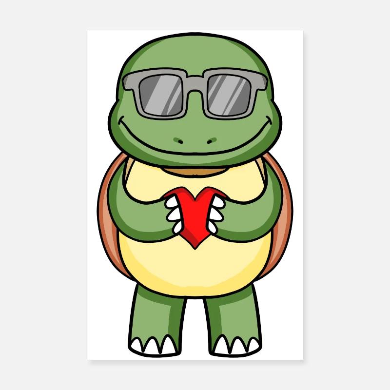 Turtle with sunglasses and heart Poster 8" x 12" (20x30 cm)