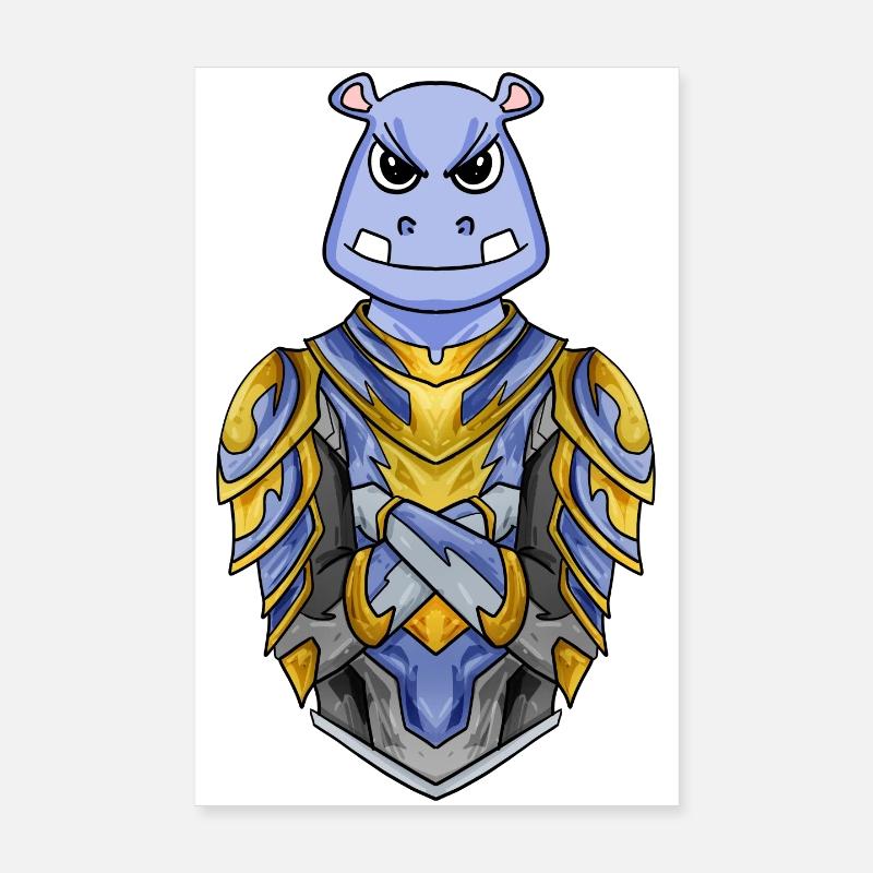 Knight hippo cool Poster 8" x 12" (20x30 cm)