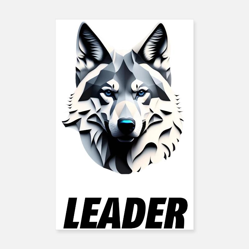 Tête de loup avec lettrage Leader Poster 20 x 30 cm