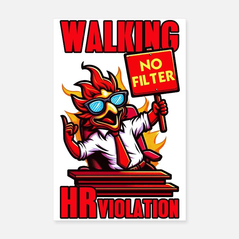 WALKING HR VIOLATION, FUNNY Poster 8" x 12" (20x30 cm)