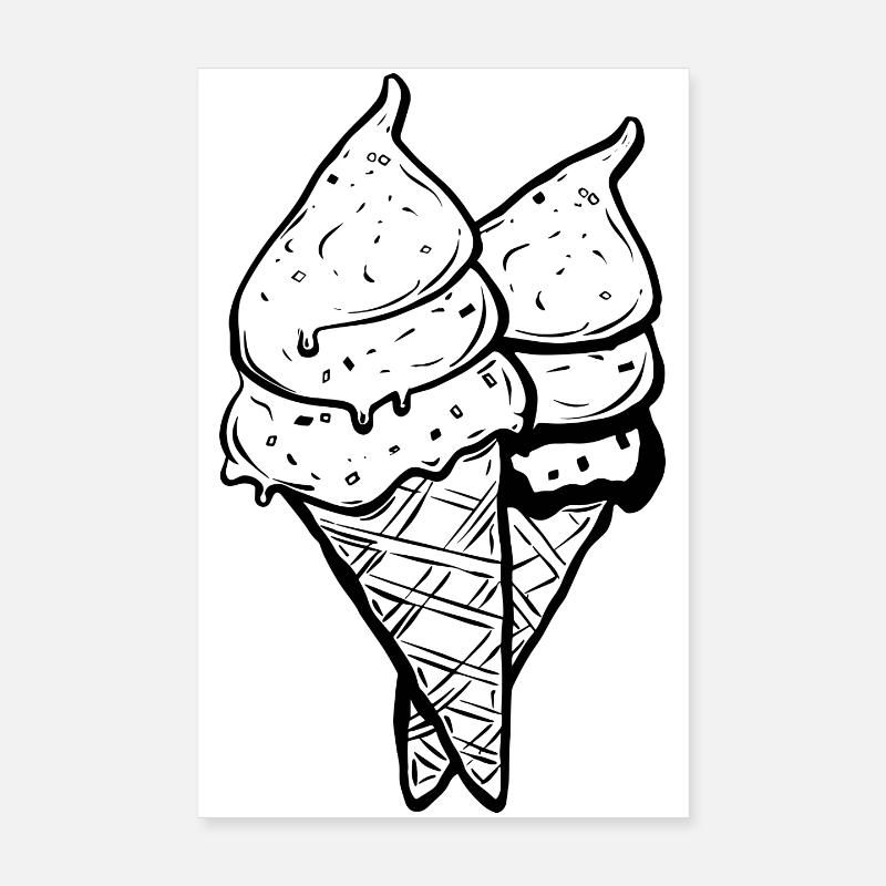 Cornets de crème glacée Dessin Poster 20 x 30 cm
