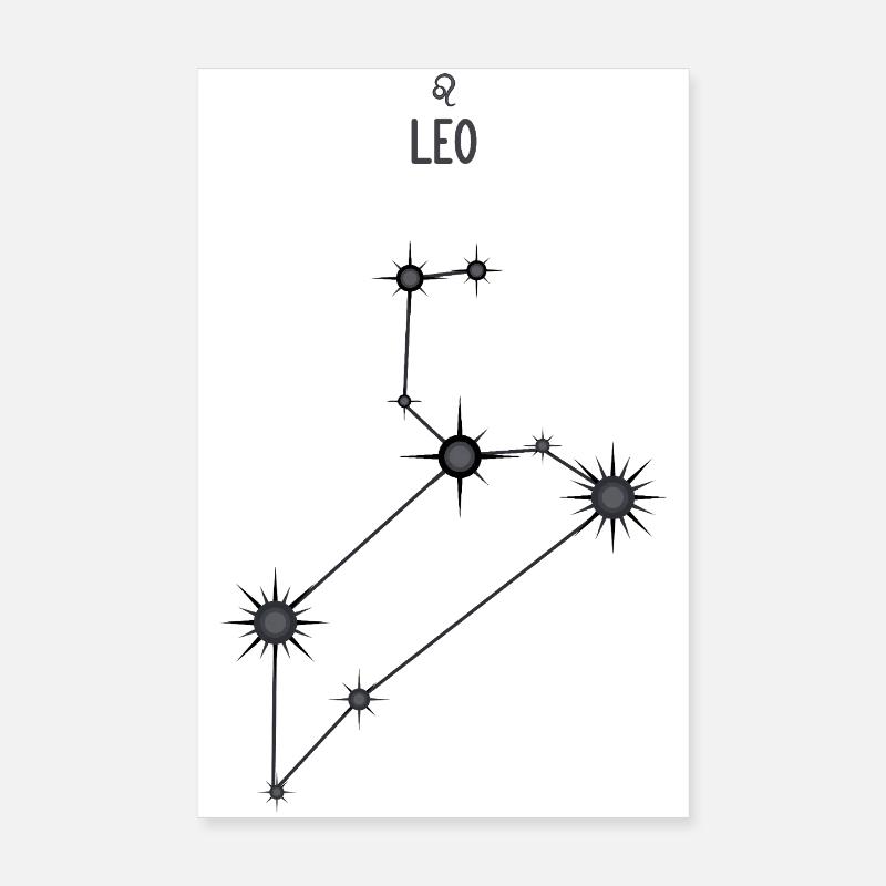 Sternzeichen Löwe Sternbild Sternbild Schwarz & Grau Poster 20x30 cm