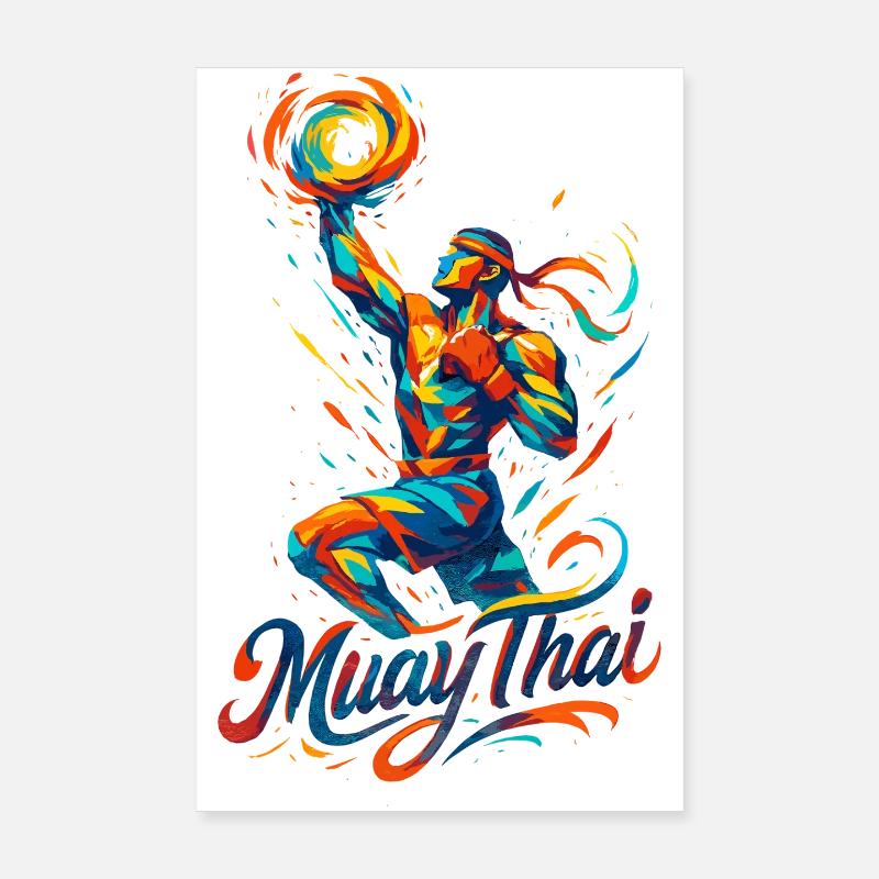Muay Thai Boxe Kickboxing Boxer Cadeau Poster 20 x 30 cm