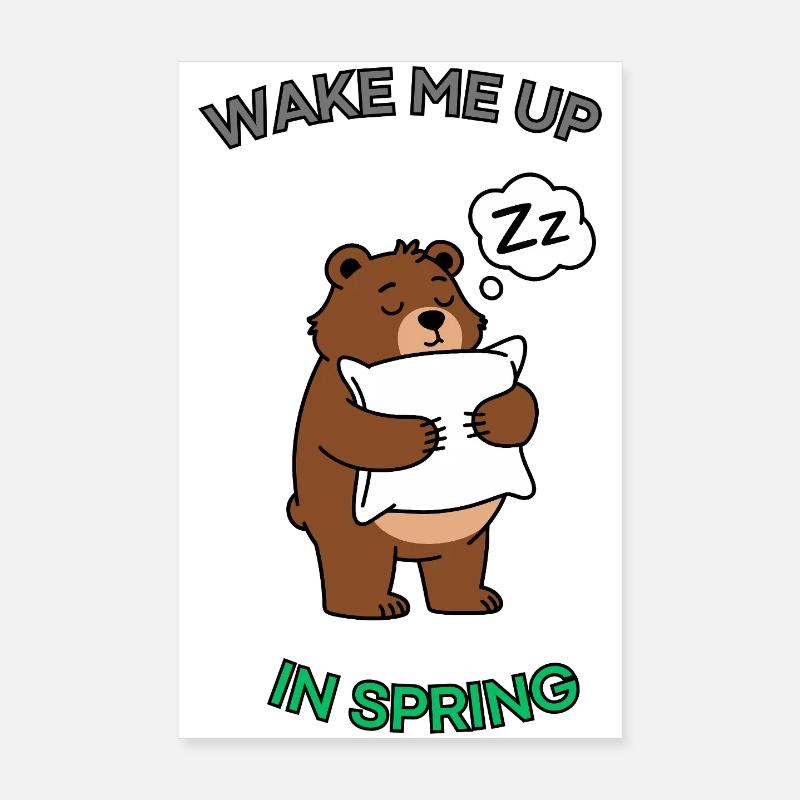 Ours endormi - Poster 20 x 30 cm - blanc