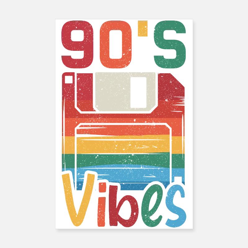 90's Vibes – Retro Design with Vintage Floppy Disk Poster 8" x 12" (20x30 cm)