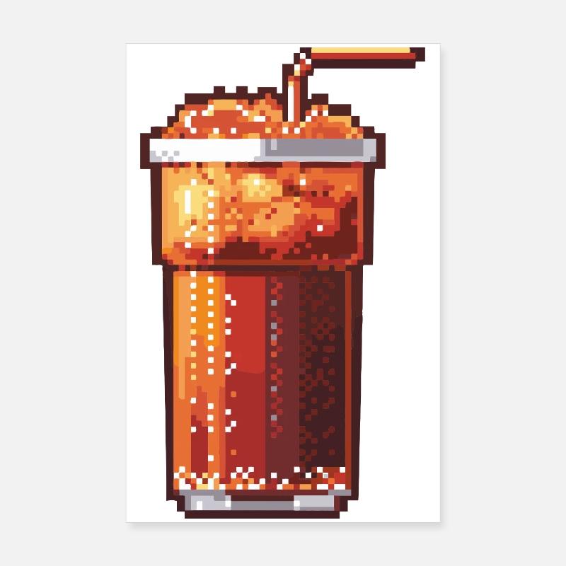 Pixel Cola Glas mit Eis Poster 8" x 12" (20x30 cm)