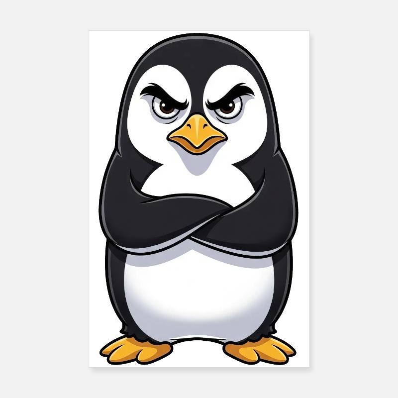 Grumpy Pinguin Cartoon sauer mürrisch genervt Poster 20x30 cm