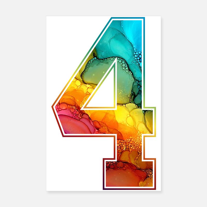NR. 4 NUMMER 4 COLLEGE 4. GEBURTSTAG Poster 20x30 cm