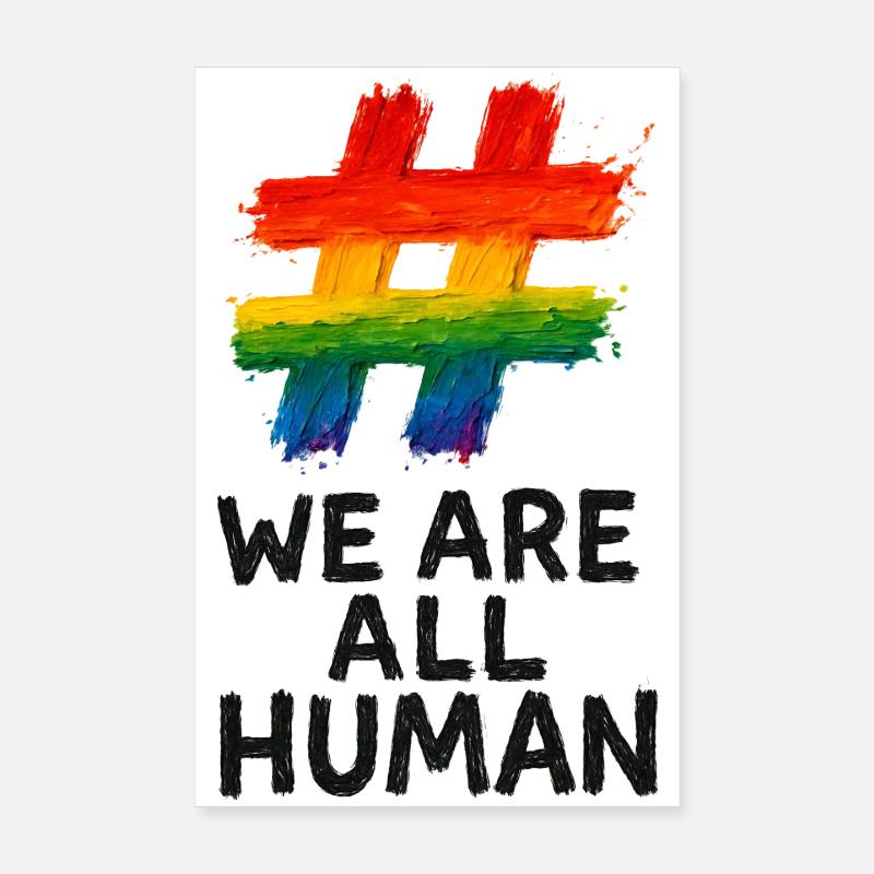 #WeAreAllHuman - Conception d’aquarelle arc-en-ciel Poster 20 x 30 cm