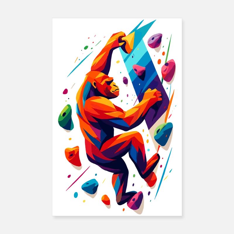 Bouldering Climbing Power Gorilla Climbing Gift Poster 8" x 12" (20x30 cm)