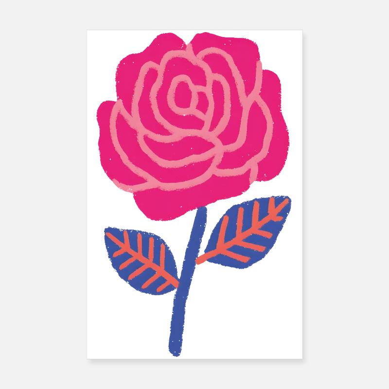 Rose rubis aux feuilles bleues Poster 20 x 30 cm