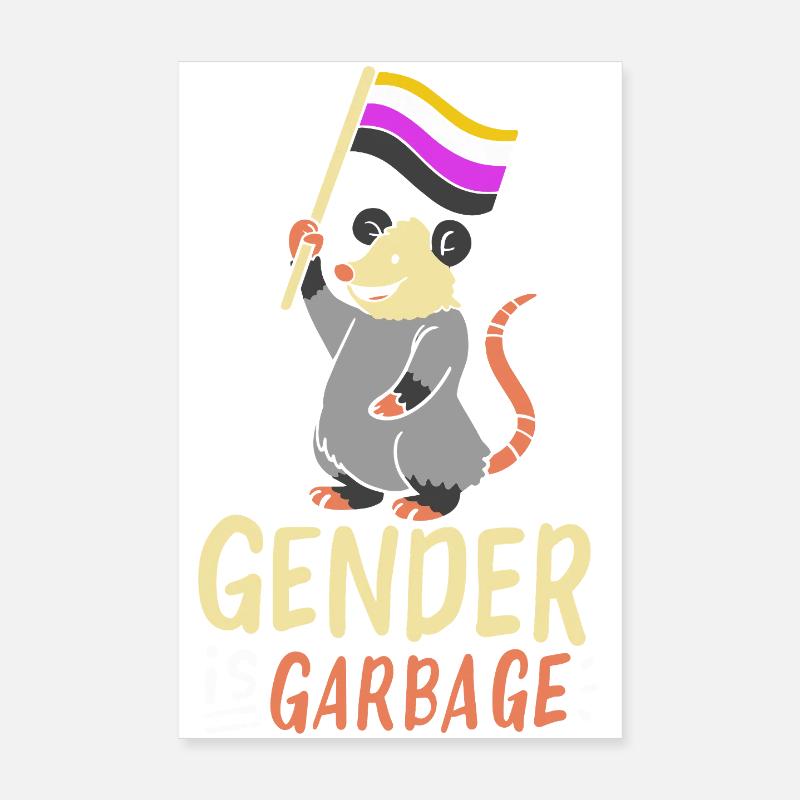 Le genre, c’est une déchet, orgueil, Opossum Design Poster 20 x 30 cm