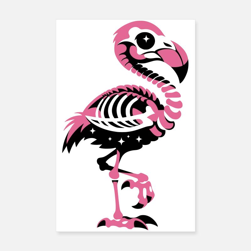 Flamingo Skeleton Pink Gothic Poster 20 x 30 cm