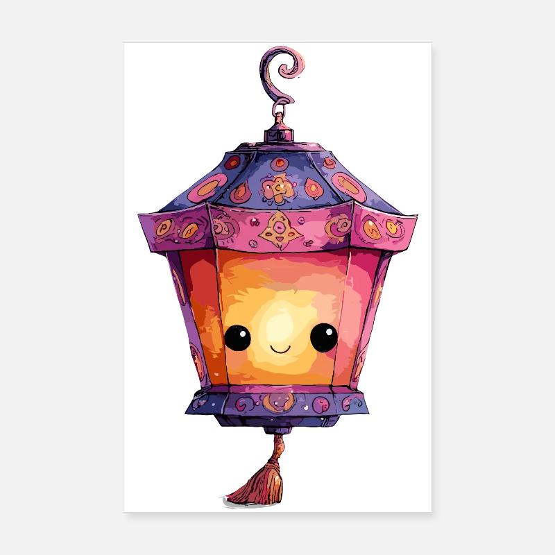Lumière de lanterne de Kawaii en couleurs pastel Poster 20 x 30 cm
