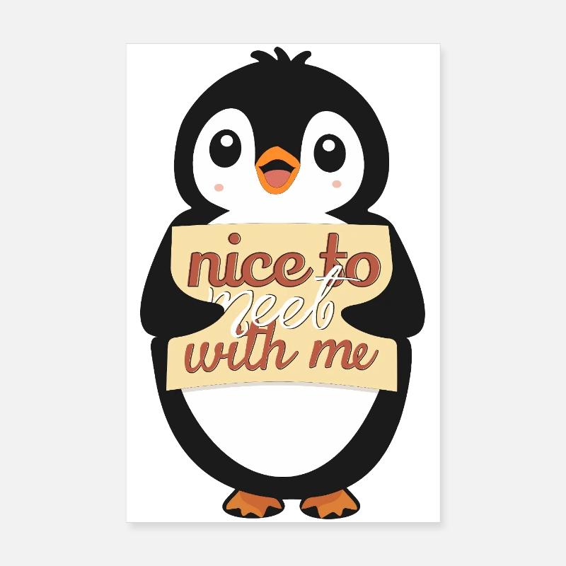 Pingouin avec Sympa de me rencontrer Poster 20 x 30 cm