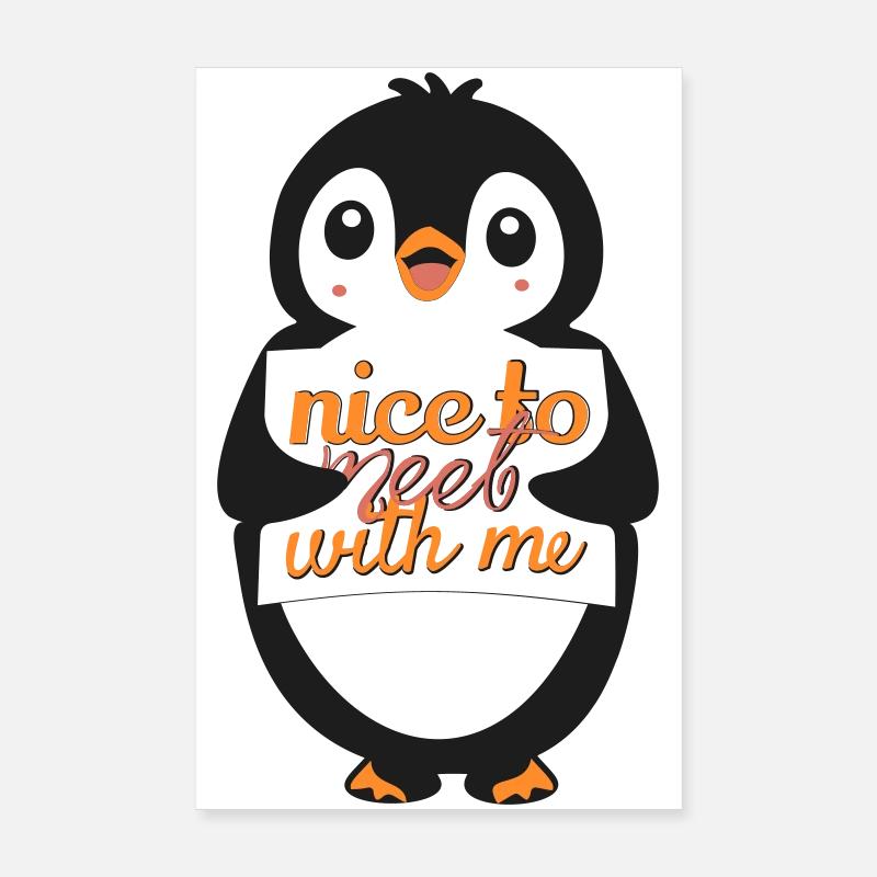 Penguin Banner: Schön, mich kennenzulernen Poster 20x30 cm