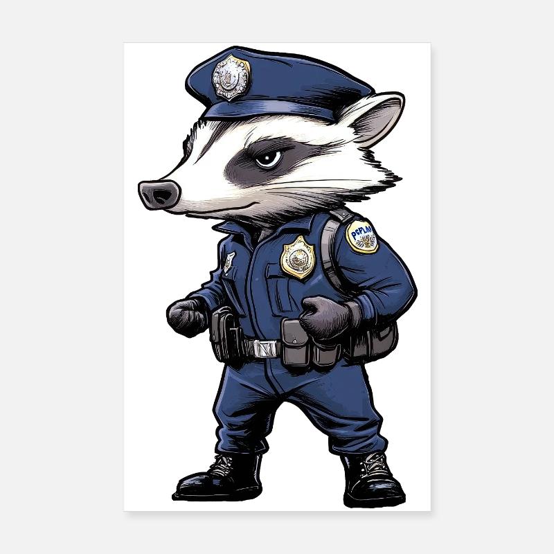 Dachs Polizei - Poster 20x30 cm - Weiß