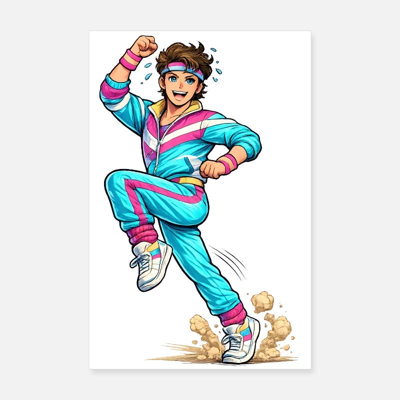 Energischer Retro-Aerobic-Mann Poster 20x30 cm