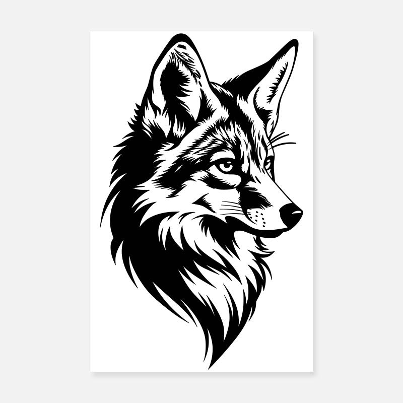 Fuchs Kopf Realistisch Tattoo Stil Poster 20x30 cm