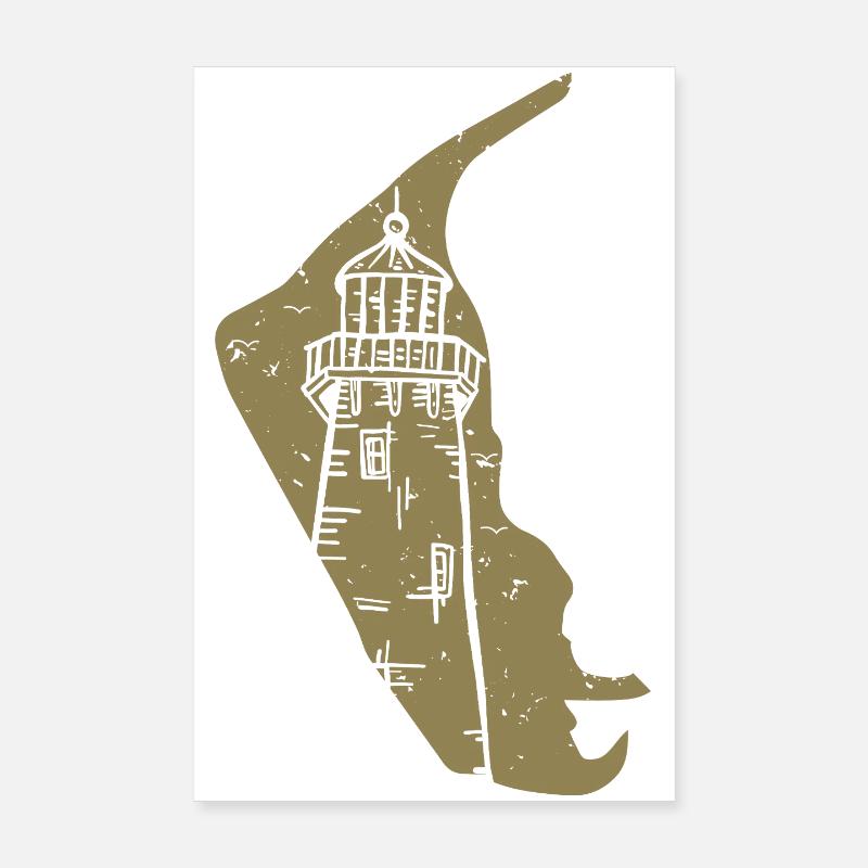 Amrum Silhouette du phare de la mer du Nord Grunge Poster 20 x 30 cm