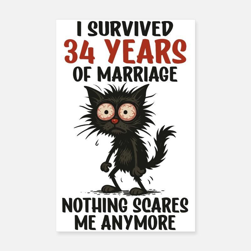 34 Hochzeitstag Geschenk Mann Frau Ehemann Ehefrau Poster 20x30 cm