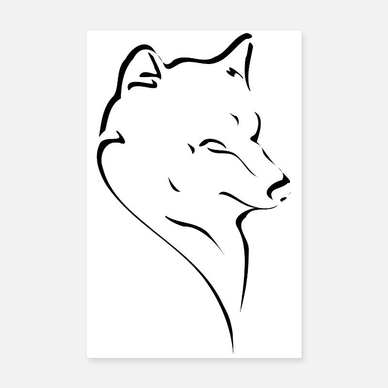 Wolfskopf Linienstudie Poster 20x30 cm